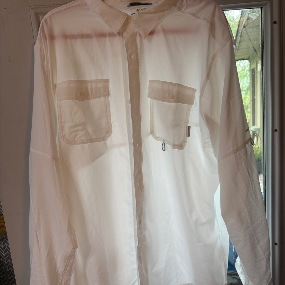 Columbia sportswear Company White Fishing Shirt XL